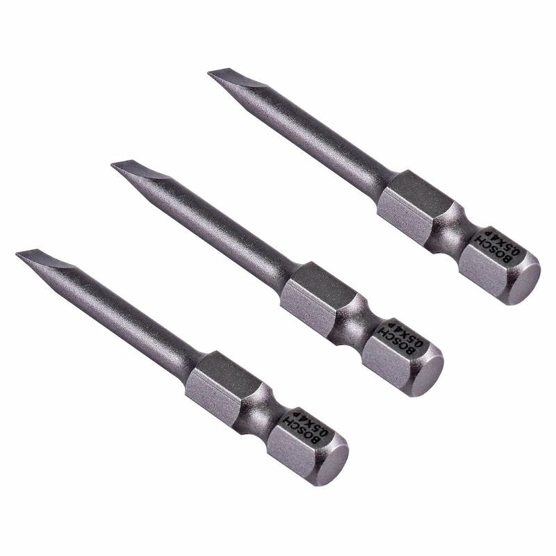 Bosch 1/4" Extra Hard Slotted Tip Set 0.5x4.0mm (3 Pieces)