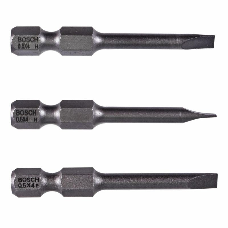 Bosch 1/4" Extra Hard Slotted Tip Set 0.5x4.0mm (3 Pieces)