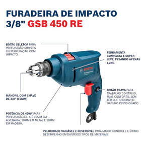 Bosch 3/8" 450W Impact Drill GSB450RE