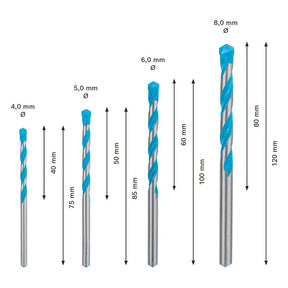 EXPERT CYL-9 Multi-Construction Drill Bit Set Ø 4-5-6-8 mm, Bosch