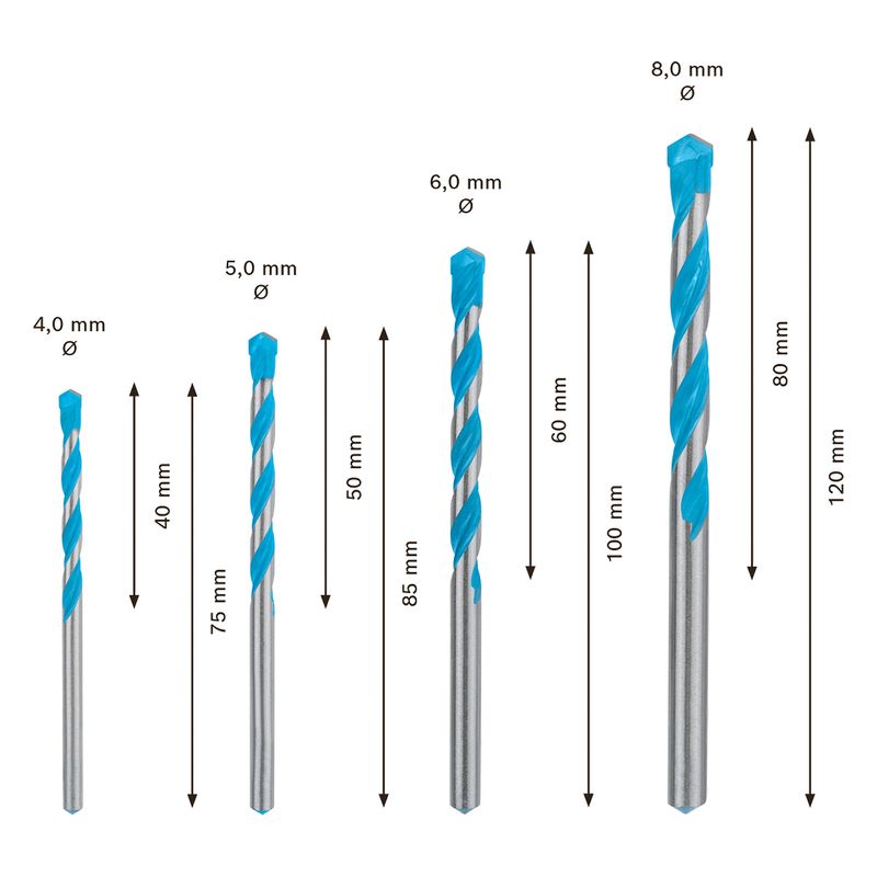 EXPERT CYL-9 Multi-Construction Drill Bit Set Ø 4-5-6-8 mm, Bosch