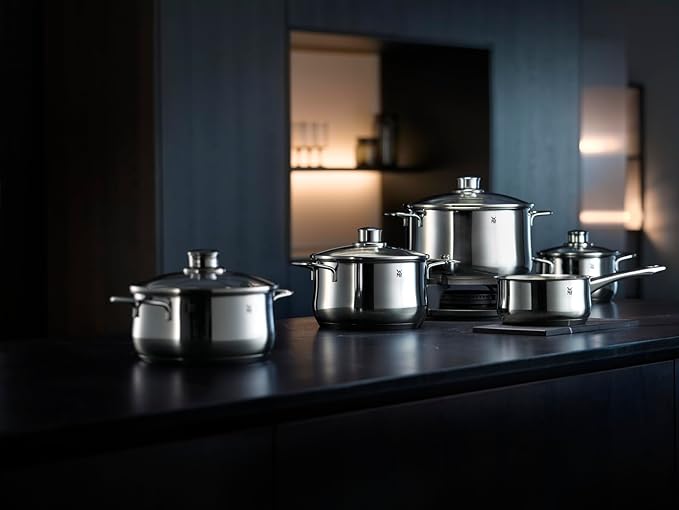 WMF Diadem Plus - Batería de Cocina de 6 Piezas de Acero Inoxidable, Base Inducción