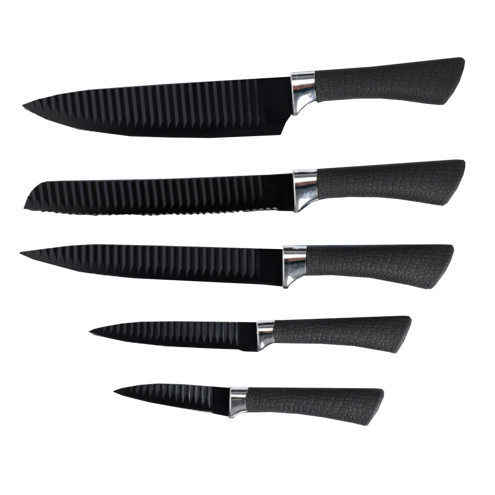 Set of 5 Kitchen Knives in Stainless Steel with Coating