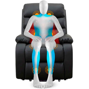 Gridinlux Black Padded Reclining Massage Relax Chair with Lumbar Heat