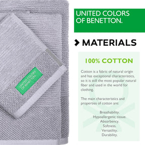 Set of 3 Benetton Cotton Towels 450GSM: Hand Towel, Face Towel, and Bath Towel. Ultra Soft, Absorbent, and Durable