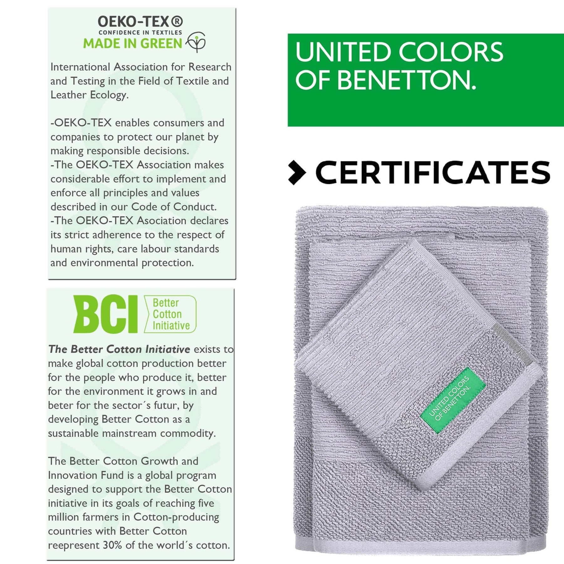 Set of 3 Benetton Cotton Towels 450GSM: Hand Towel, Face Towel, and Bath Towel. Ultra Soft, Absorbent, and Durable