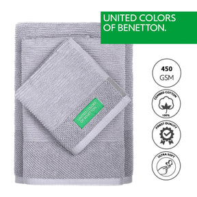 Set of 3 Benetton Cotton Towels 450GSM: Hand Towel, Face Towel, and Bath Towel. Ultra Soft, Absorbent, and Durable