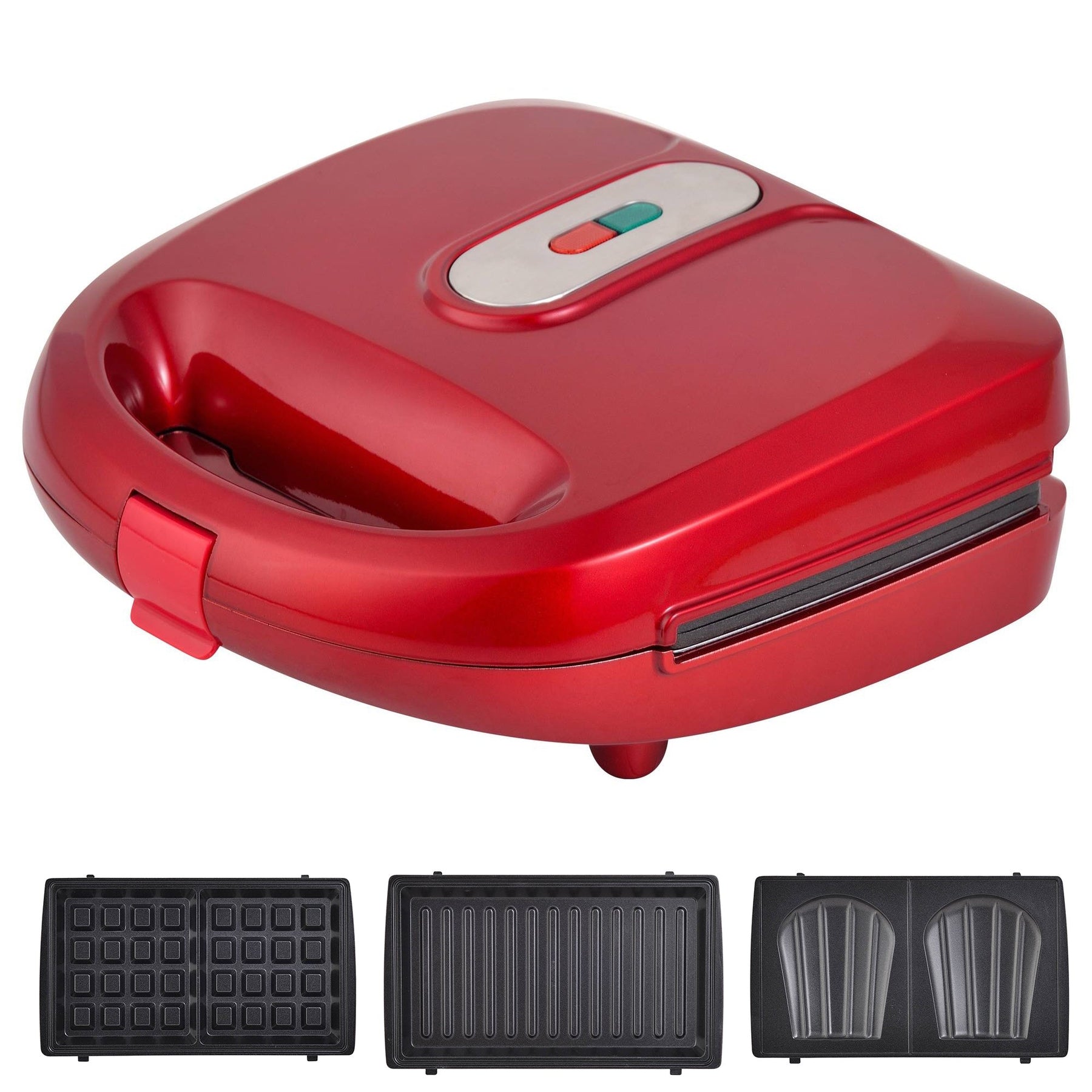 Swiss Home Sandwichera 3 en 1 750W con 3 Placas Desmontables (Gofres, Grill, Tostadas) Libre de BPA. Inox