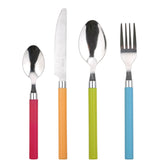 Set of 3 Happie Colors Flatware Sets: 24 Stainless Steel Pieces with Multicolor Handles