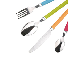 Set of 3 Happie Colors Flatware Sets: 24 Stainless Steel Pieces with Multicolor Handles