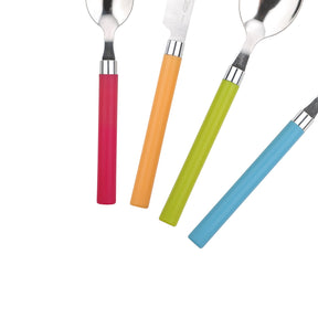 Set of 3 Happie Colors Flatware Sets: 24 Stainless Steel Pieces with Multicolor Handles