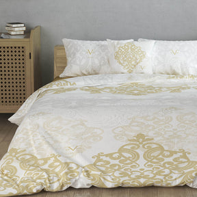 Versace 19V69 100% Cotton Duvet Cover Set with 2 Pillowcases for 150cm Bed, Gold