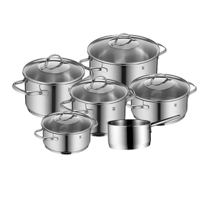 WMF Diadem Plus - Batería de Cocina de 6 Piezas de Acero Inoxidable, Base Inducción