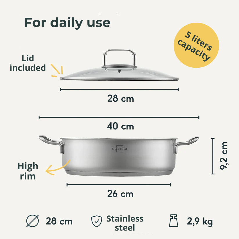 8-Piece Kitchen Set: Stainless Steel with Induction Base