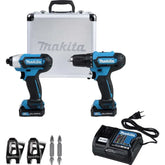 Makita 12V Cordless Drill and Impact Driver Set with Biv Battery